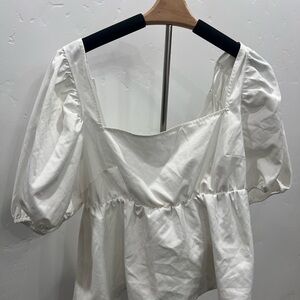 H&M White Puff Sleeve Blouse